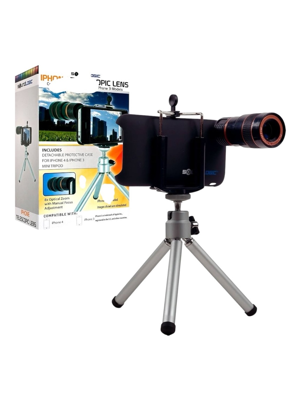 Sound Logic Telescopic 8X Lens & Tripod Kit for iPhone 3 & 4